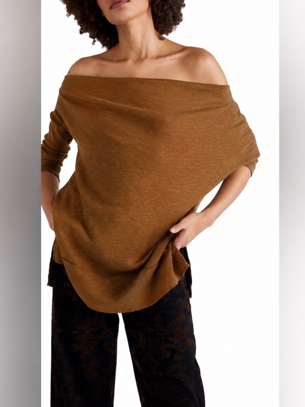 Free People We The Free Get Together Long Sleeve Top in Brown NWT Size S